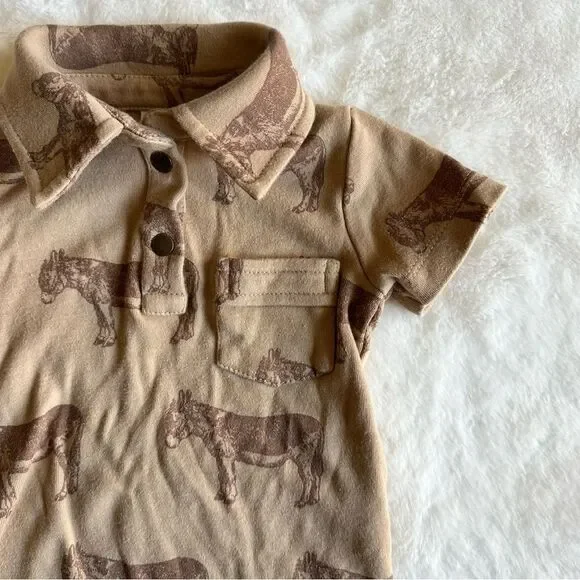 Kate Quinn Short Sleeve Vintage Collar Shortie Donkey 0-3 Months - Picture 2 of 7